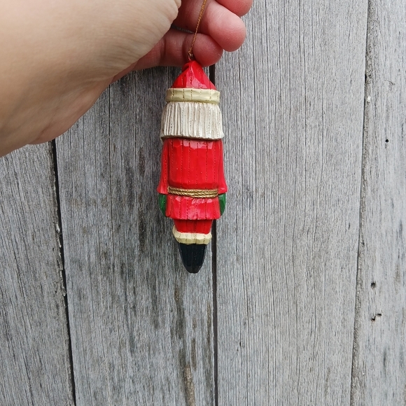 Vintage Enesco Wooden Santa Icicle Christmas Ornament Rustic Decor Hanging - Picture 2 of 6